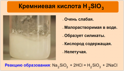 Кремневая кислота и их соли.