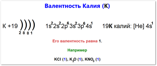 Валентность калия как определить