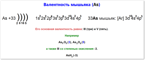 Валентность мышьяка как определить