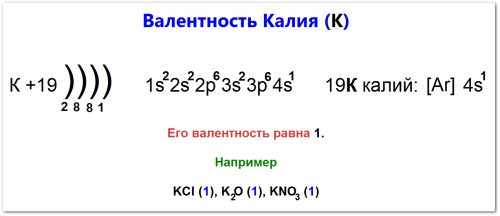Валентность калия как определить