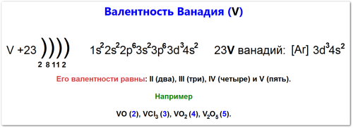 Валентность ванадия как определить