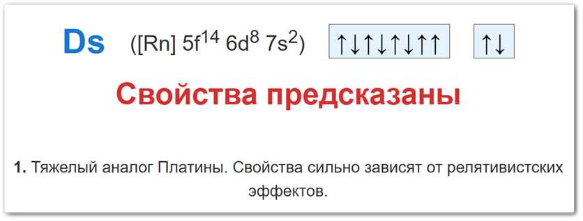 Схемы образования степеней окисления дармштадтия (Ds) при потере валентных электронов.