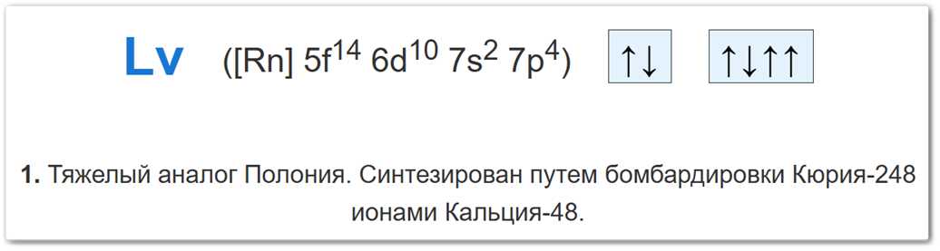 Схемы образования степеней окисления у ливермория — при потере валентных электронов.